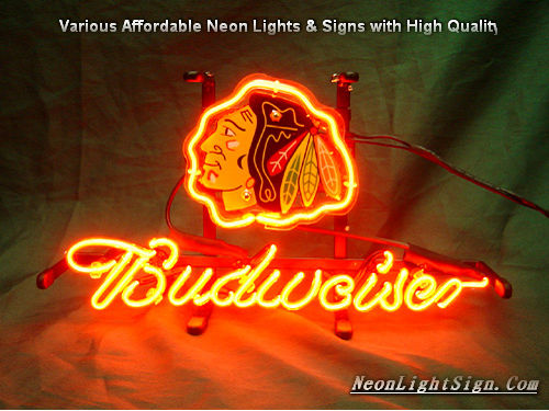 NHL Chicago Blackhawks Budweiser Beer Bar Neon Light Sign