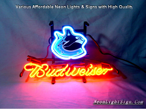 NHL Vancouver Canucks Budweiser Beer Bar Neon Light Sign