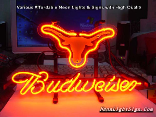 NCAA Texas longhorns Budweiser Beer Bar Neon Light Sign