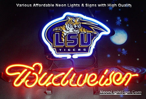NCAA LSU TIGERS BUD SPORT Budweiser Beer Club Pub Store Garage Neon Light Sign 