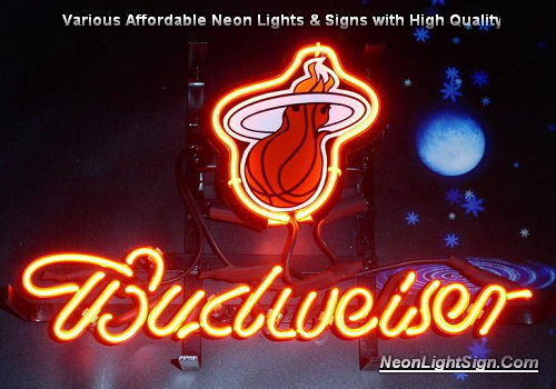NBA Miami Heat Budweiser Beer Bar Neon Light Sign