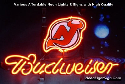 NHL Jersey Devils Budweiser Beer Bar Neon Light Sign