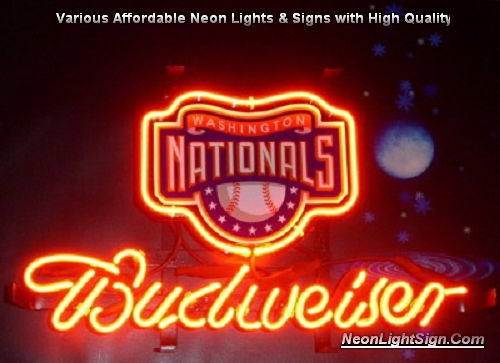 MLB Washington Nationals Budweiser Beer Bar Neon Light Sign