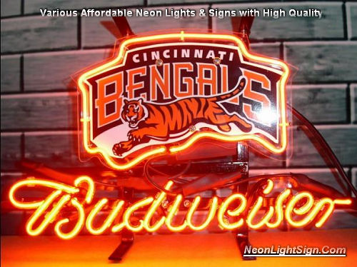 NFL Cincinnati Bengals Budweiser Beer Bar Neon Light Sign