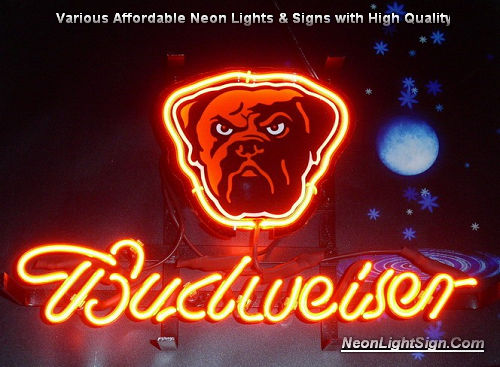 CLEVELAND BROWNS Football Budweise Beer Bar Display GARAGE NEON Light Sign 