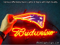 NFL England Patriots Budweiser Beer Bar Neon Light Sign