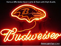 NFL Baltimore Ravens Budweiser Beer Bar Neon Light Sign