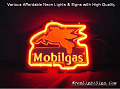 Blue Mobil Mobilgas Gas 3D Beer Bar Neon Light Sign