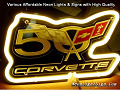 Corvette 50th Years LOGO Anniversary 3D Beer Bar Neon Light Sign